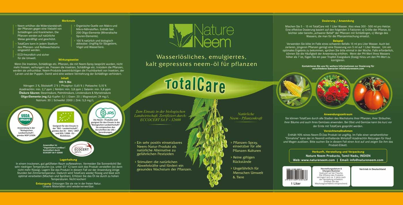 NatureNeem TotalCare étiquette Allemande